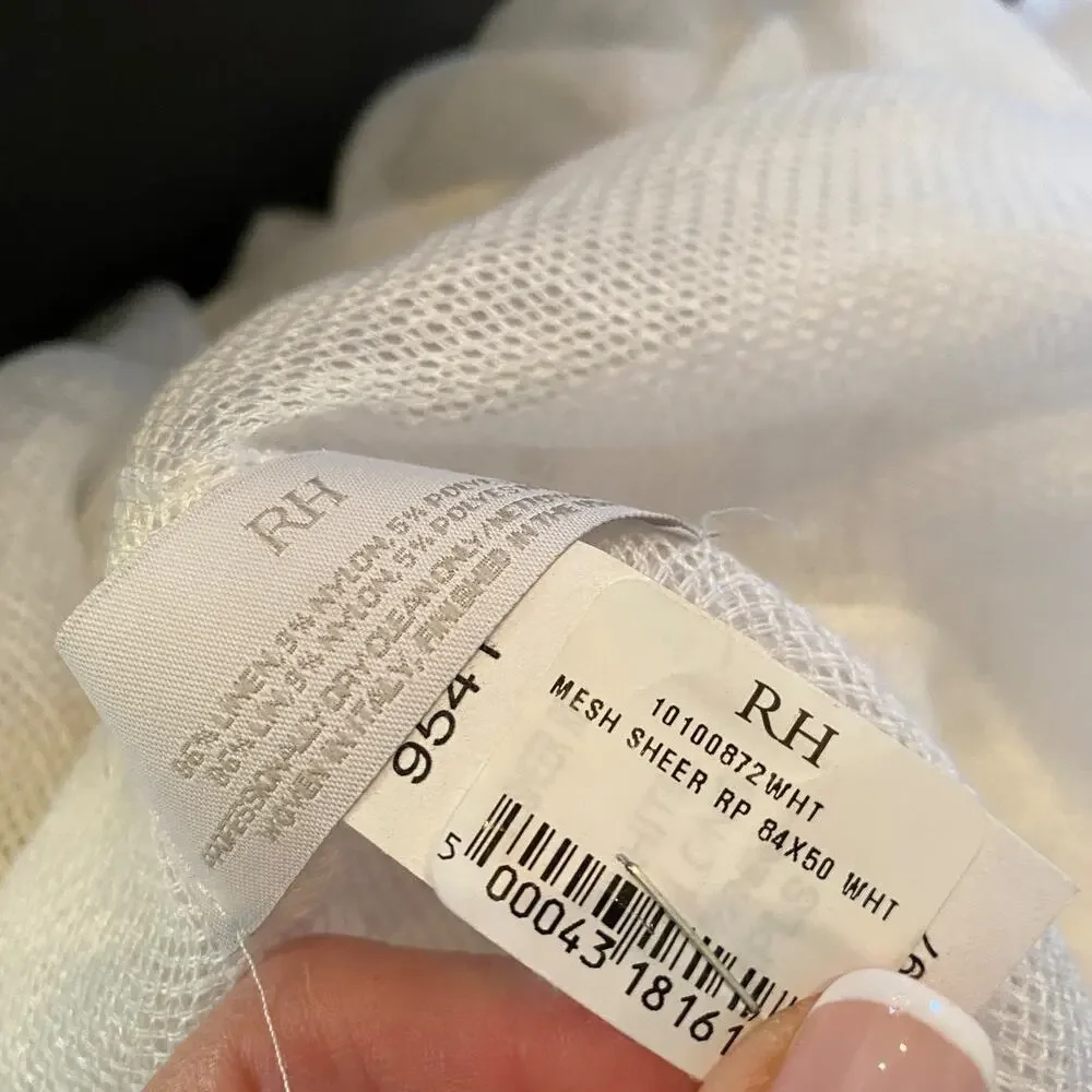 NWT Restoration Hardware Italian Linen Mesh Sheer Curtain 50 x 84 White 1 Panel